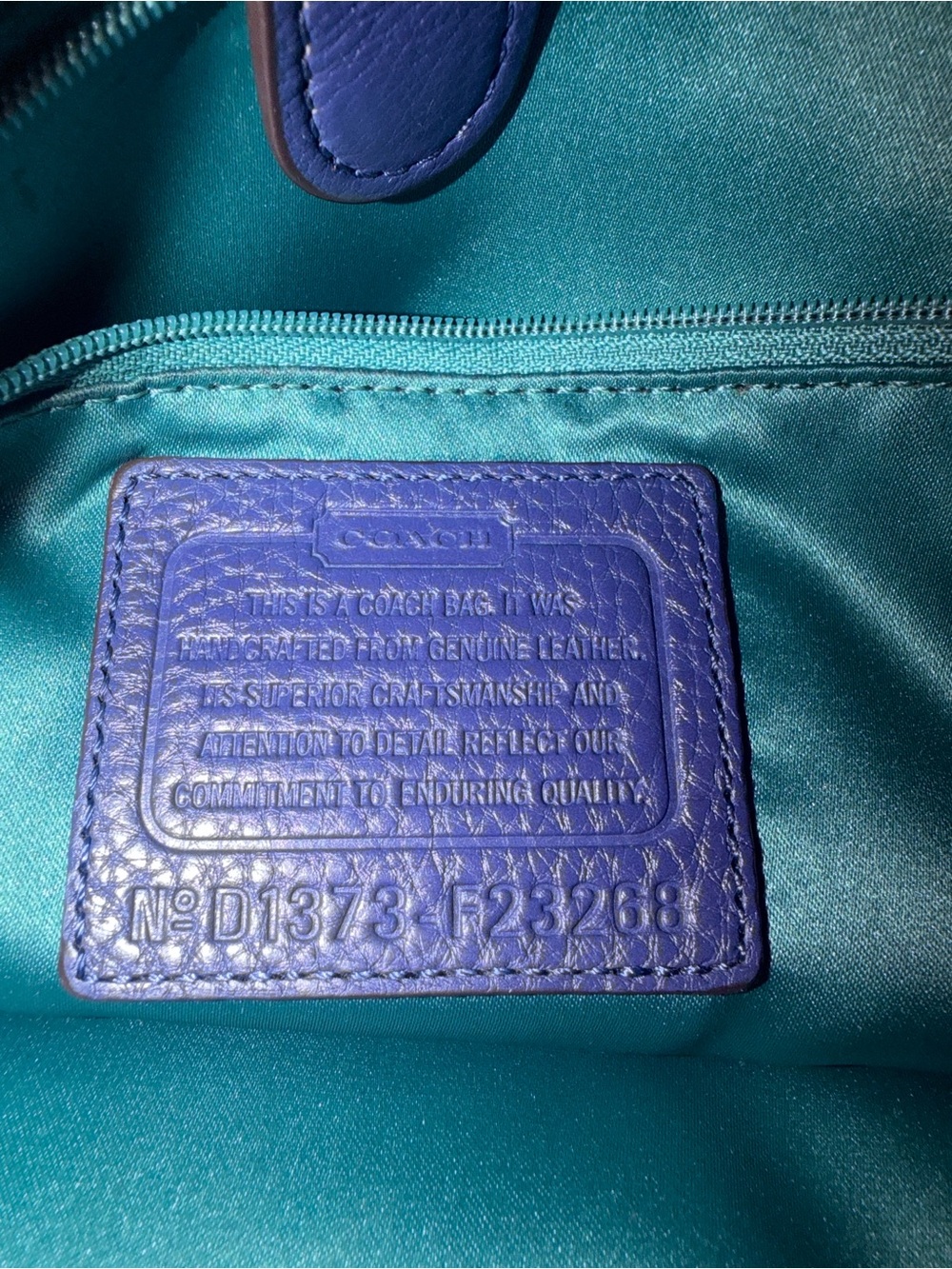 Coach Park Carryall Blue Leather and Emerald lining. - Picture 2 of 13